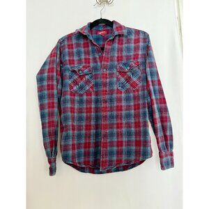 American Jeans Co. Red and Blue Plaid Flannel Shirt, Small